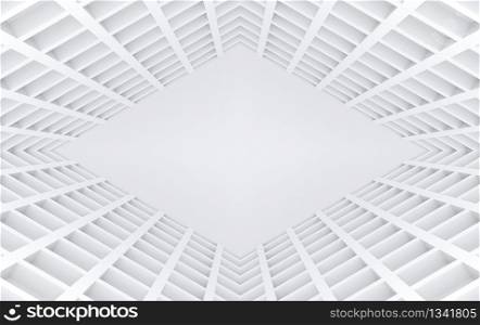 3d rendering. modern square grid tunnel illusion wall design background.