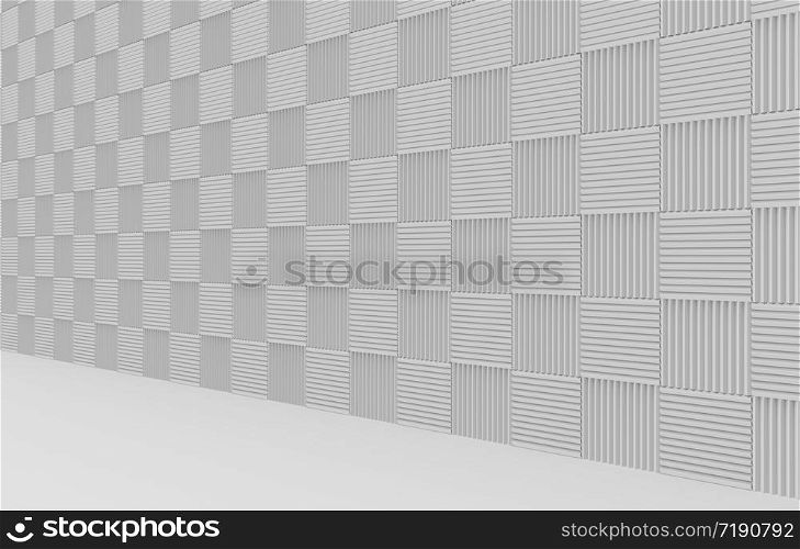 3d rendering. modern square shape tile fence facade wall and floor background.