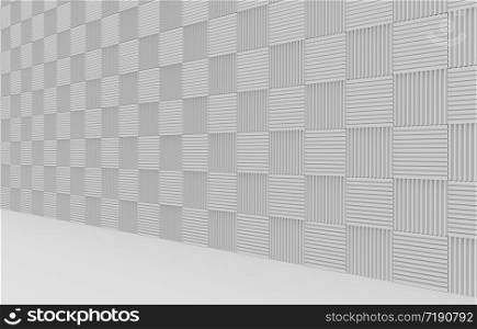 3d rendering. modern square shape tile fence facade wall and floor background.