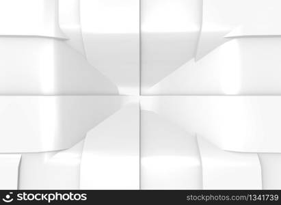 3d rendering. modern strip light white curve waving pattern wall design background.