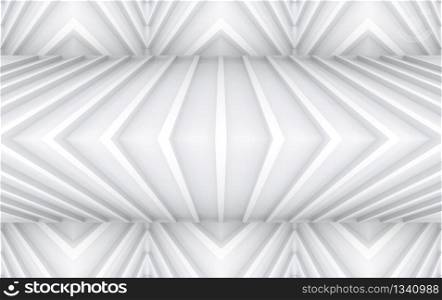 3d rendering. modern stripped gray triangle curve panel wall design background.