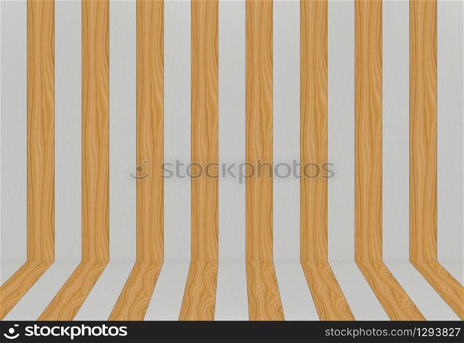 3d rendering. modern switch brown and gray wood panels wall with floor background.