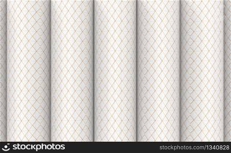 3d rendering. modern textured small golden sqaure grid pattern on cylinder wall design background.