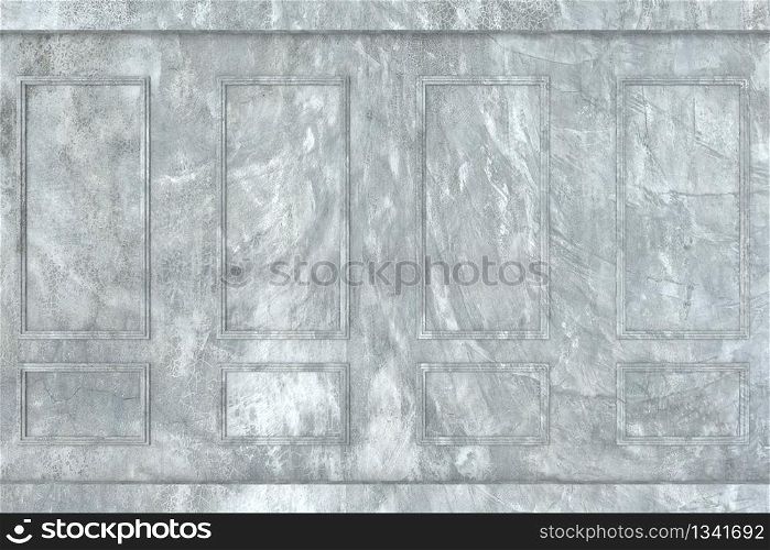 3d rendering. Modern vintage classical square frame pattern art cement wall design background.