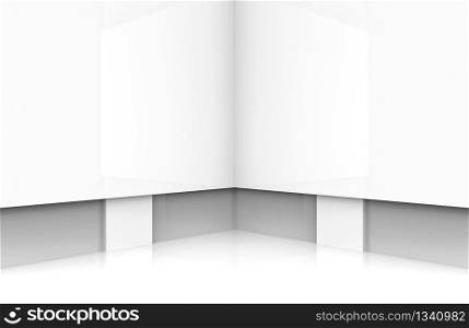 3d rendering. modern white board design wall corner eoom stage background.