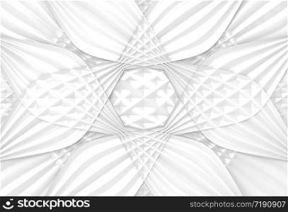 3d rendering. Modern white curve stripped pattern flower design background.