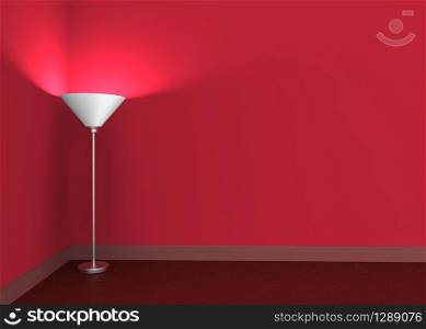3d rendering. modern white long lamp with light red color copy space background.