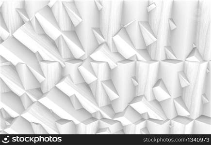 3d rendering. modern white polygon geometric random shape pattern wall design art wall background.