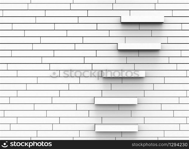 3d rendering. modern white rectangle brick blocks wall background.