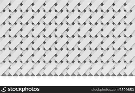 3d rendering. modern white square brick tile pattern design wall texture background.