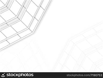 3d rendering. modern white trapezoid tile pattern on copy space background.