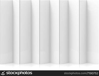 3d rendering. modern white vertical folding paper wall and floor background.
