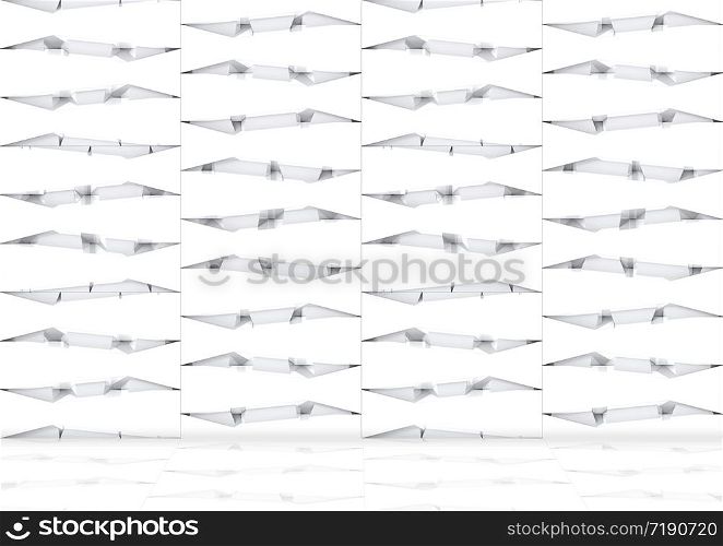 3d rendering. modern whtie panel bars pattern wall and floor background.
