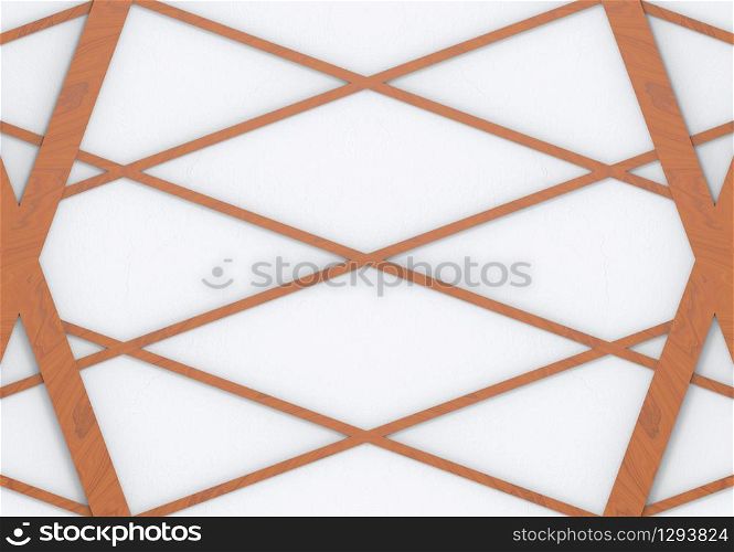 3d rendering. modern wood frame grid shape pattern on white paper wall background.
