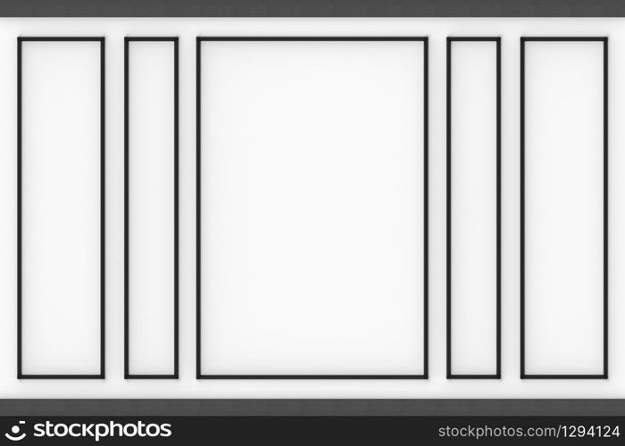 3d rendering. monochrome color style of classical modern square frame wall background.