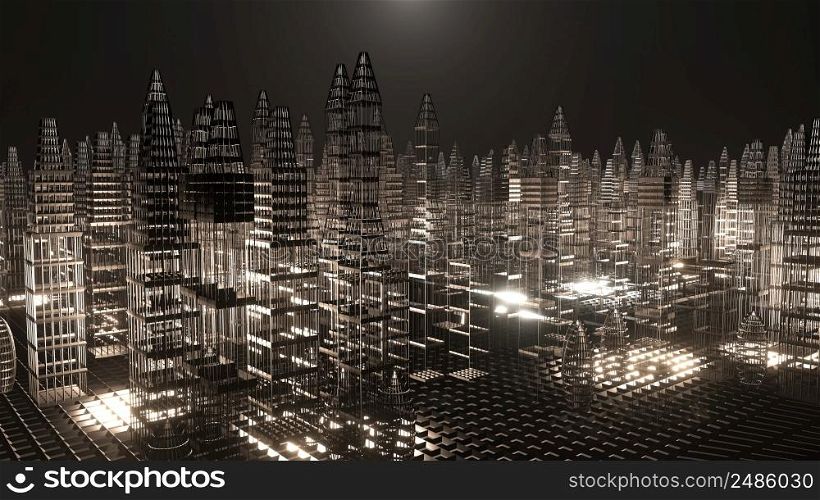 3D Rendering. Motion graphic of Hologram modern city, Futuristic Technology Digital Urban design. AI and smart city concept. Cyberspace. Cyberpunk. 3D Rendering. Motion graphic of Hologram modern city, smart city concept