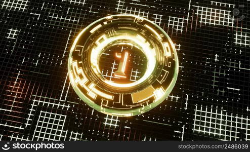 3D Rendering. Neon bright glowing countdown timer from 10 to 0 seconds. Digital Tech clock timer of glowing led Blue digits background. Big 3D Numbers animated for intros. Circle rotating. 3D Rendering. Neon bright glowing countdown timer from 10 to 0 seconds