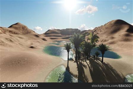 3d rendering - Oasis in the desert
