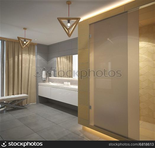 3d rendering of a bathroom interior design