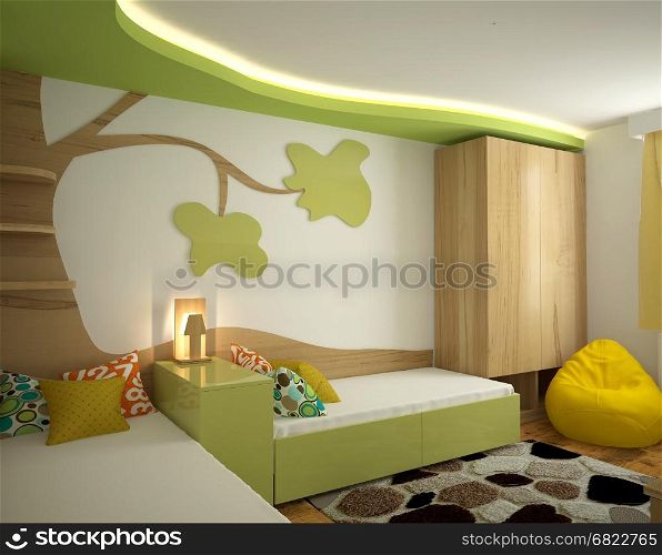 3d rendering of a bedroom interior design