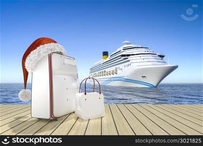 3d rendering of a christmas travel cruise ship