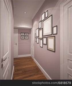 3d rendering of a corridor interior design