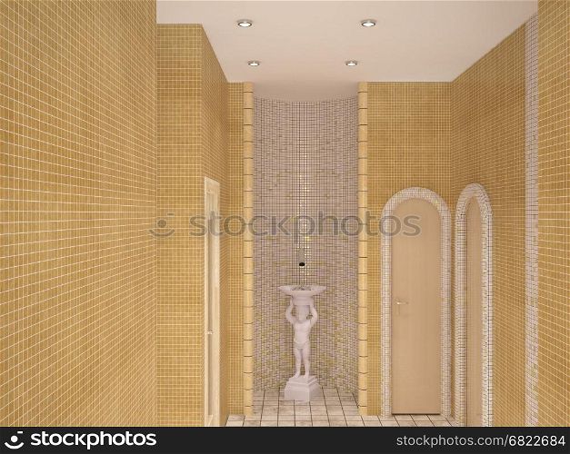3d rendering of a corridor interior design