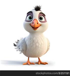 3D rendering of a cute cartoon duck with a funny expression on his face