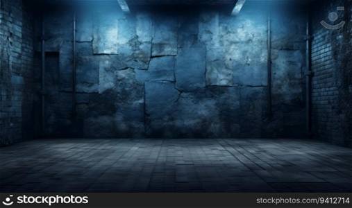 3D rendering of a dark room with stone walls and floor.