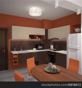 3d rendering of a dining room interior design