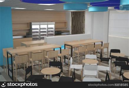 3d rendering of a fast food interior design