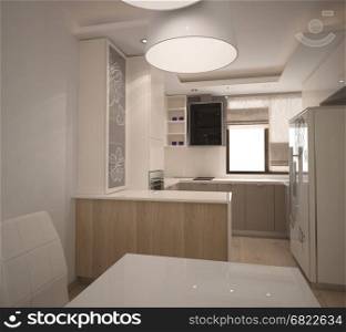 3d rendering of a kitchen interior design