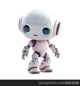 3D rendering of a little robot isolated on white background with clipping path