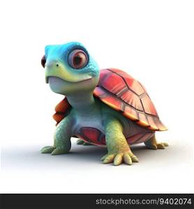 3D rendering of a little tortoise isolated on white background.