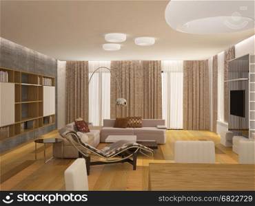 3d rendering of a living room interior design