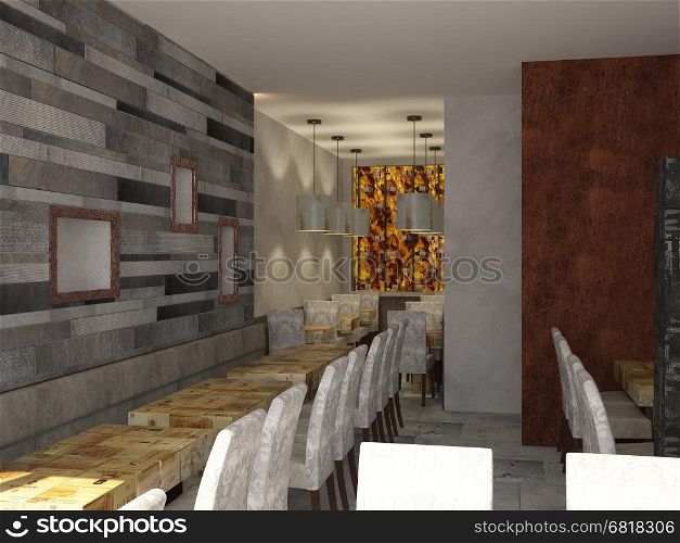 3d rendering of a modern bar interior design