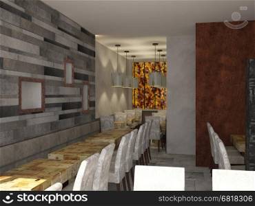 3d rendering of a modern bar interior design