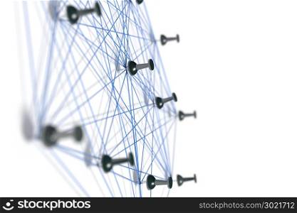 3d rendering of a network with pins