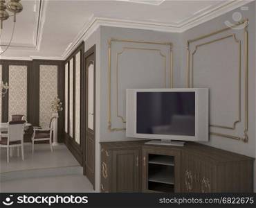 3d rendering of a part of a house interior design