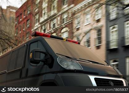 3D rendering of a police police car patrolling in Manhattan, New York City