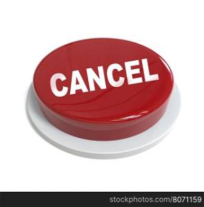 3d rendering of a red button cancel word written on it isolated on white background