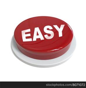 3d rendering of a red button with easy word written on it isolated on white background