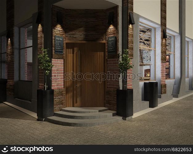 3d rendering of a restaurant exterior design
