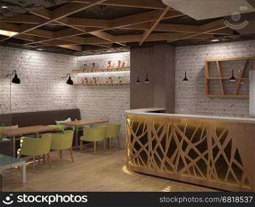 3d rendering of a restaurant interior design