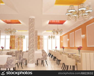 3d rendering of a restaurant interior design