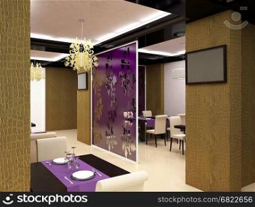 3d rendering of a restaurant interior design