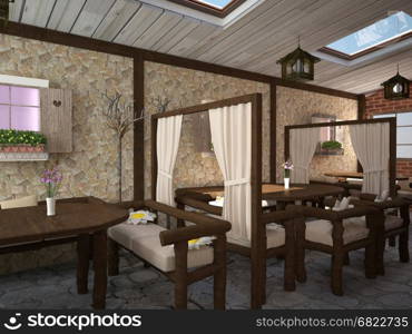 3d rendering of a restaurant interior design