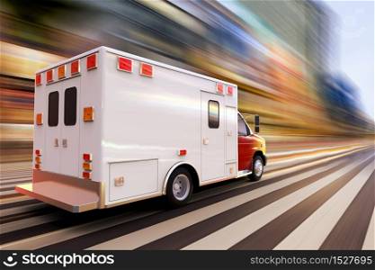 3D rendering of an ambulance at high speed