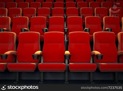 3D rendering of an empty movie theatre