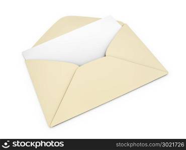 3d rendering of an envelope with a blank letter